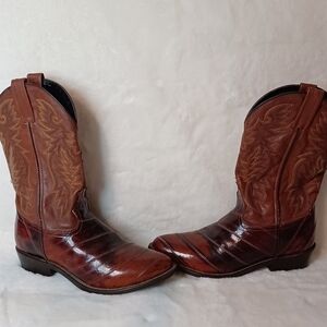 Lucchese Two-Tone Brown Leather Western Cowboy Boots